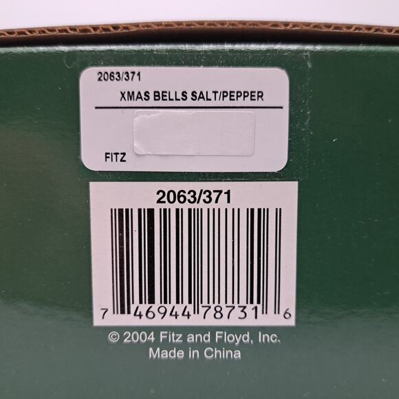 VTG Fitz and Floyd Christmas Bells Salt & Pepper Shakers Ceramic New In Box 2004 - Picture 8 of 8